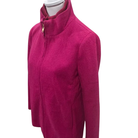 J Crew Wool Coat Wool Village Coat Classic Tailored Fuschia Pink Size 8 - Picture 5 of 11